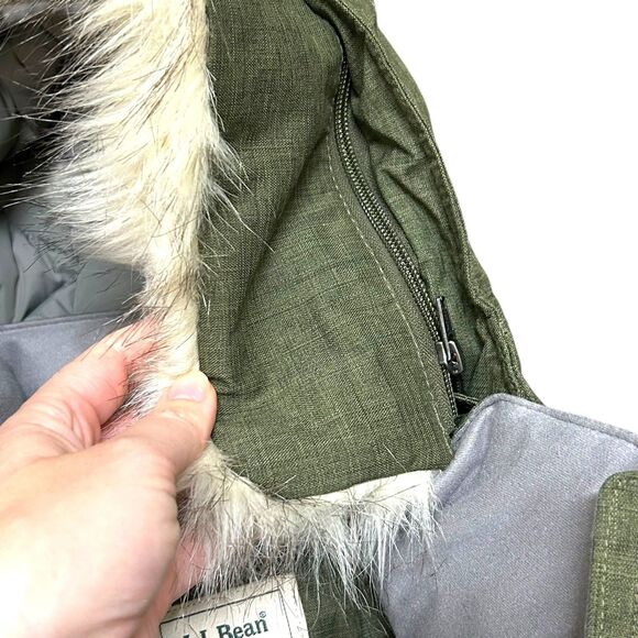 LL Bean Womens M Baxter State Parka Jacket Good Down Removable Faux Fur Trim EUC - Picture 5 of 16